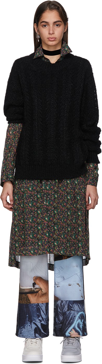 Junya Watanabe Black & Multicolor Flower Mohair Mix Dress