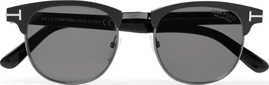 TOM FORD Laurent D-Frame Acetate and Gunmetal-Tone Polarised Sunglasses