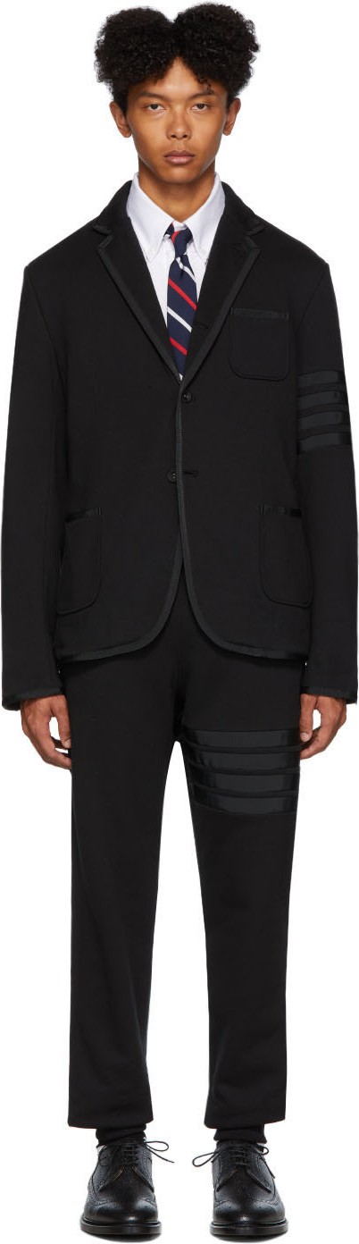 Thom Browne Black Loop Back 4-Bar Suit