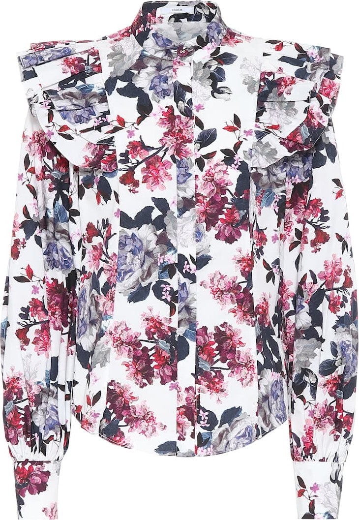 Erdem Caternia floral cotton top