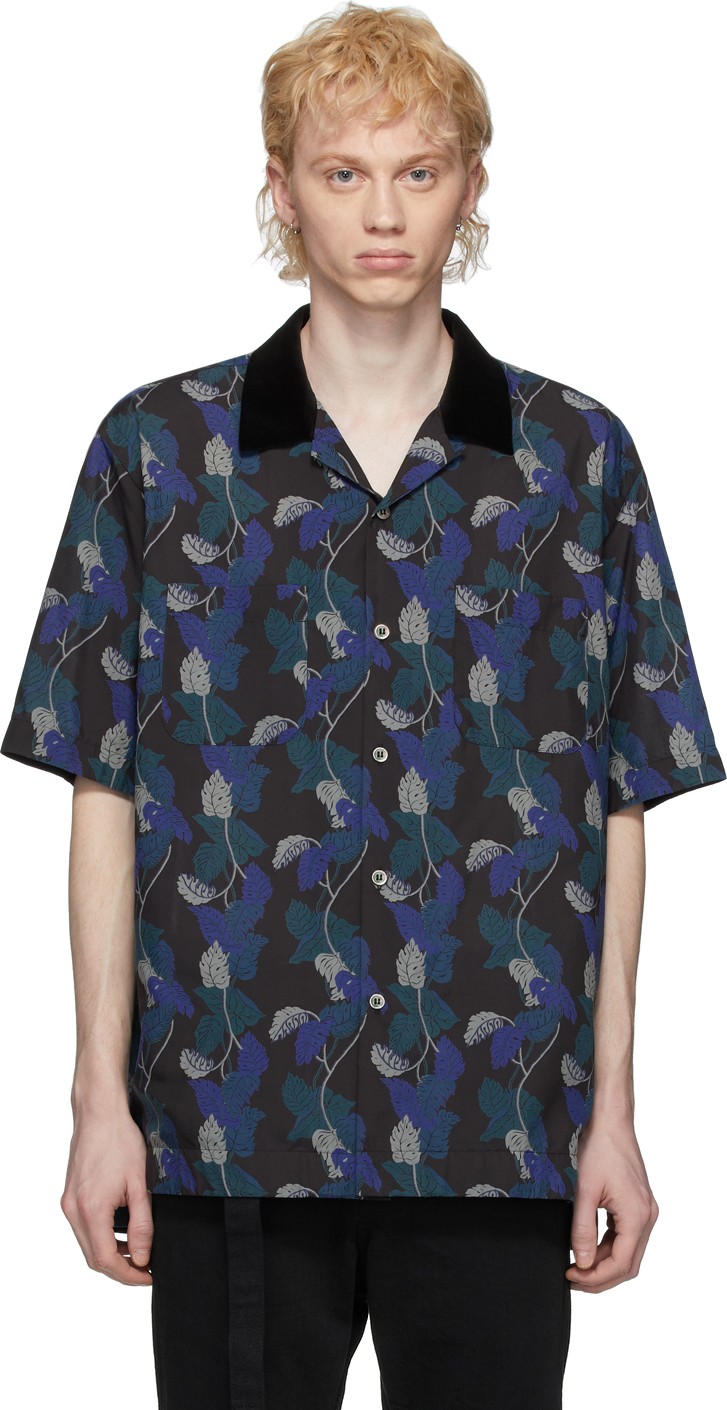 Sacai Black & Blue Sun Scarf Monstera Shirt