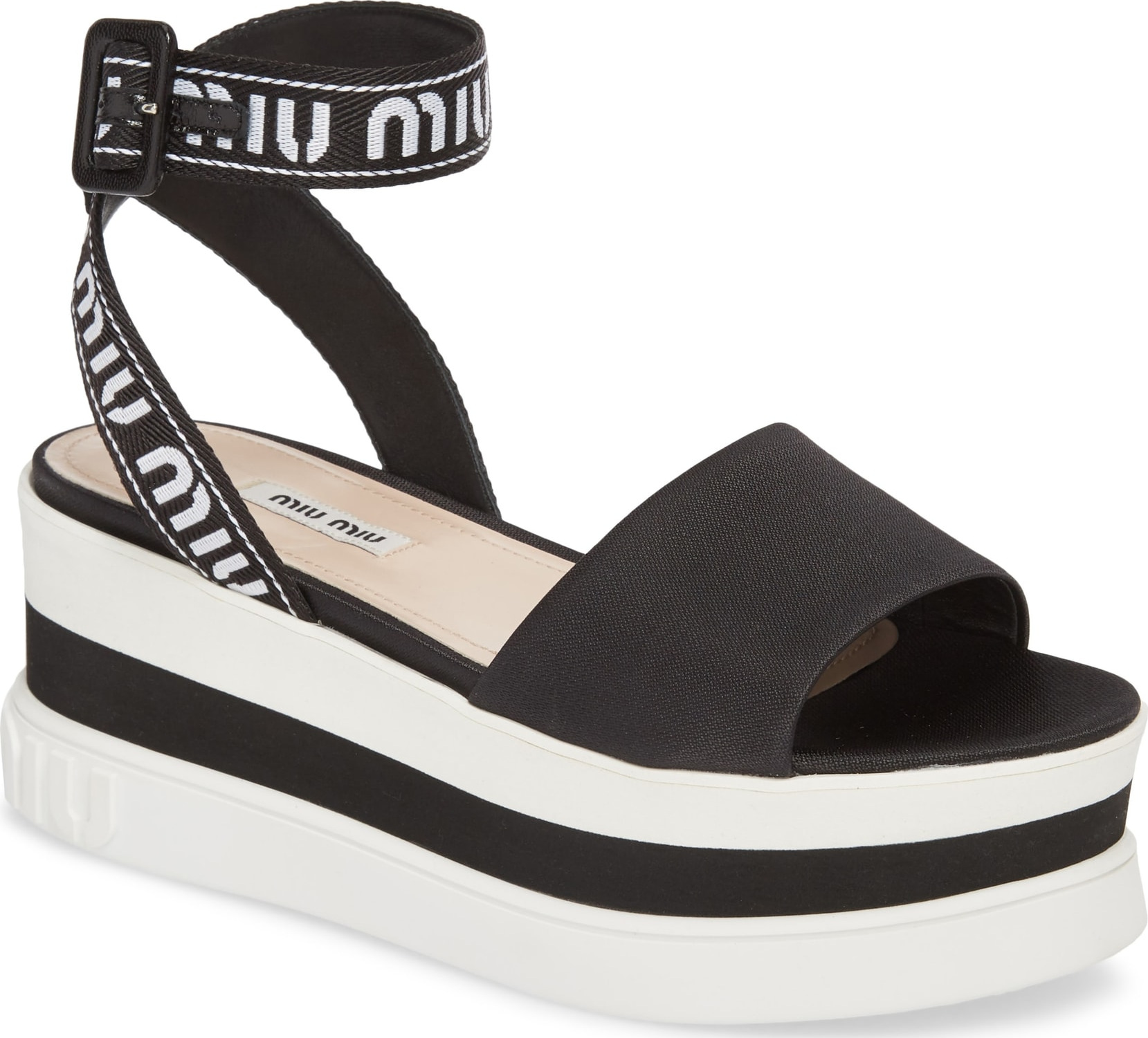 Miu Miu Flatform Logo Sandal