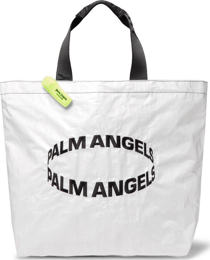 Palm Angels Logo-Embroidered Coated Woven Tote Bag