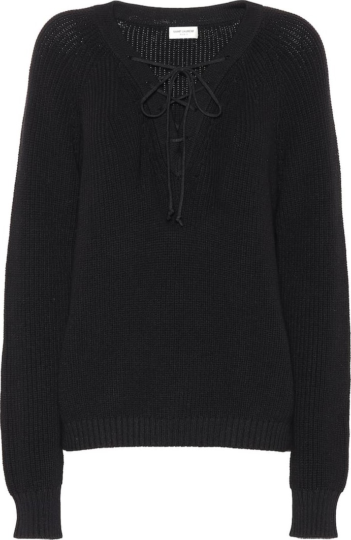 Saint Laurent Lace-up cotton sweater