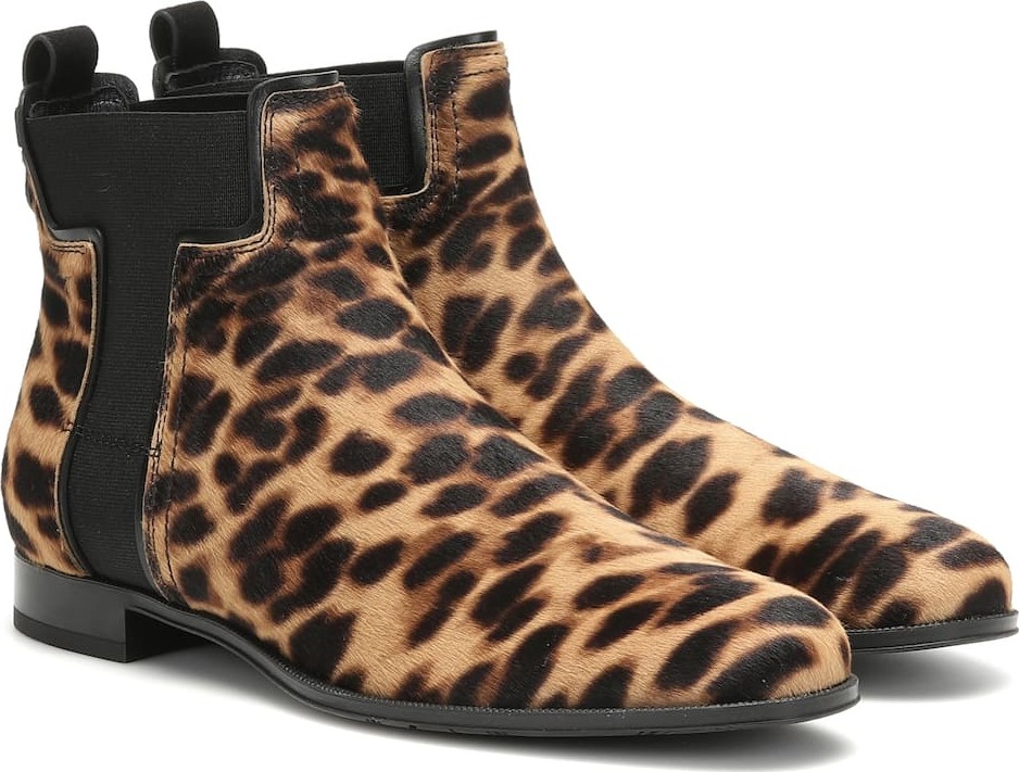 Tod's Leopard-print calf hair ankle boots
