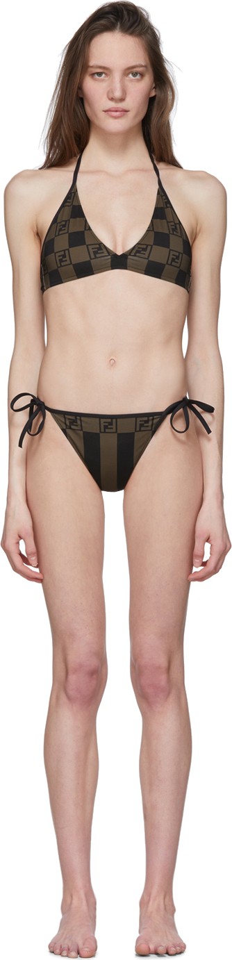 Fendi Brown 'Forever Fendi' Stripe Bikini