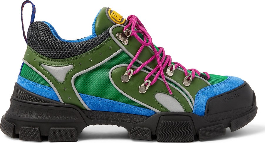 Gucci Flashtrek Reflective Leather, Suede and Mesh Sneakers