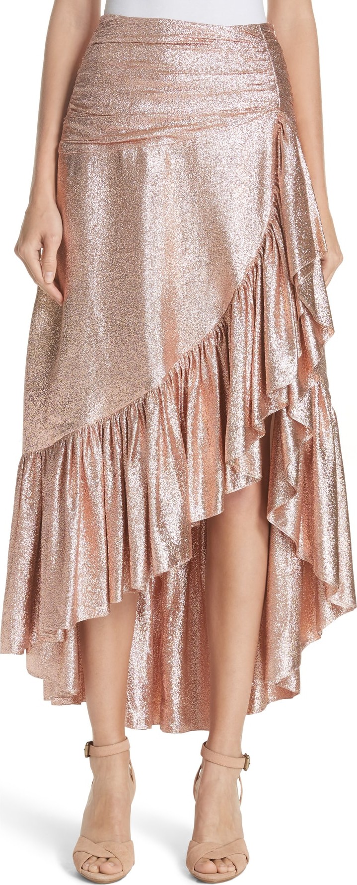 Ulla Johnson Axelle Metallic Silk Blend Skirt
