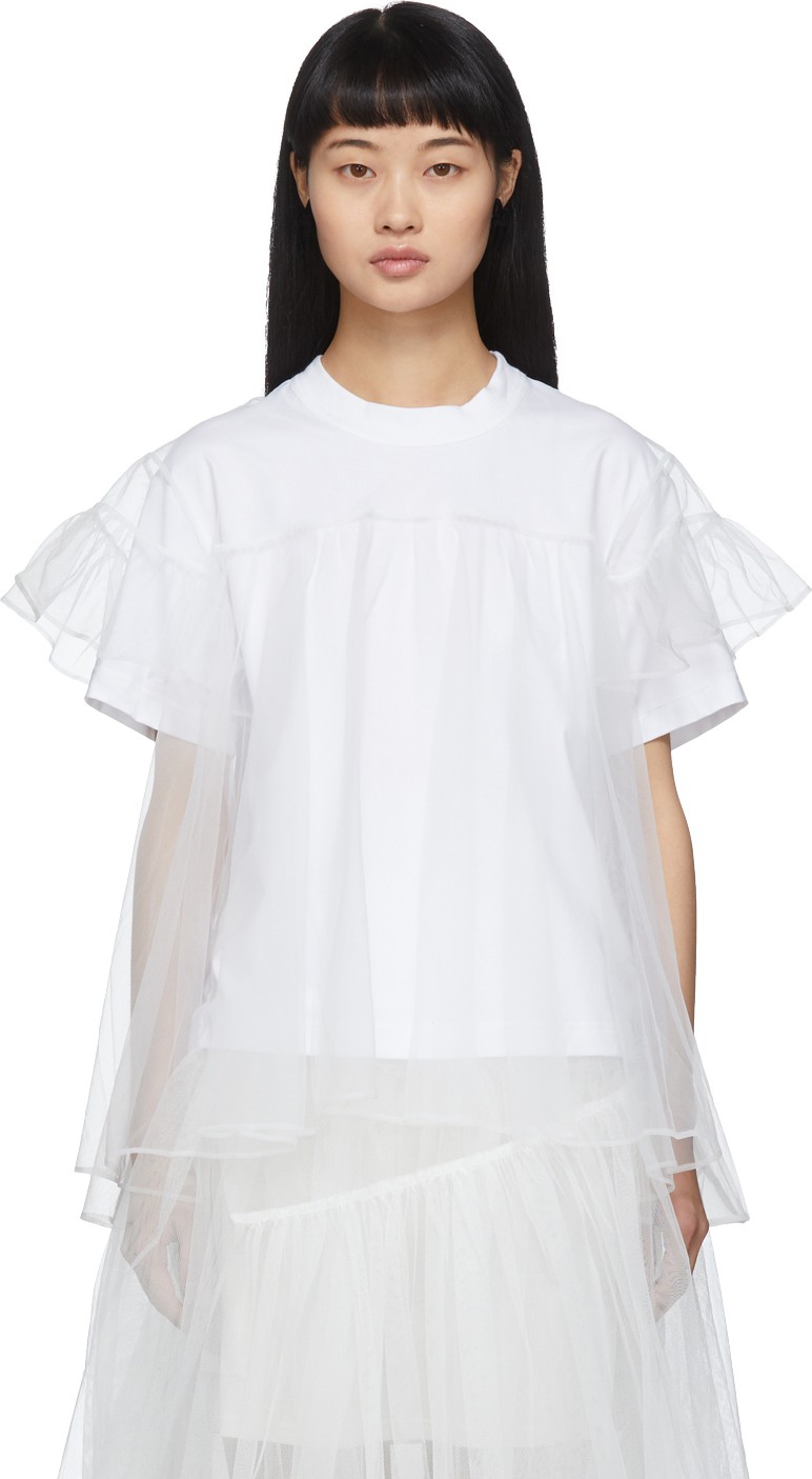 Shushu/Tong SSENSE Exclusive White Tulle Overlay T-Shirt