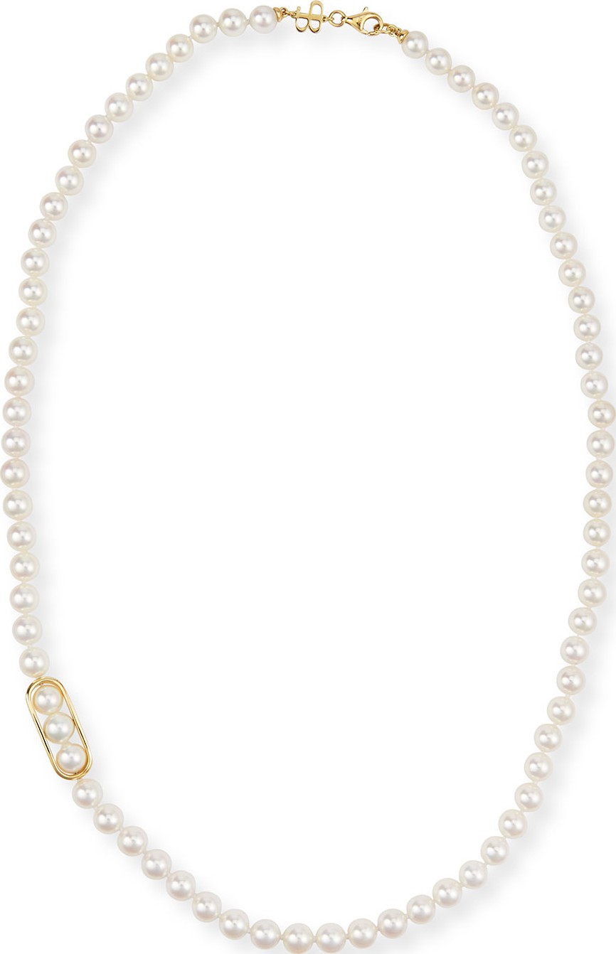 Belpearl 18K Gold Akoya Pearl Necklace, 24"