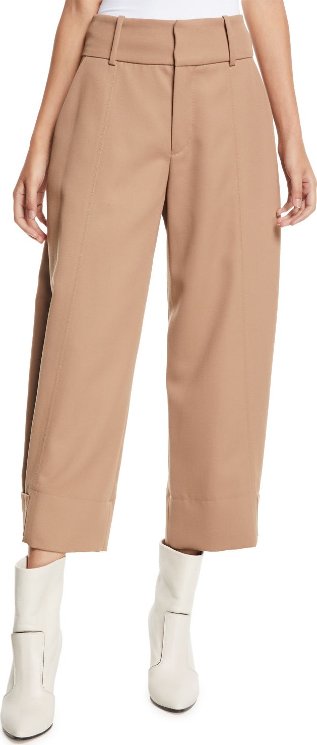 See By Chloé Cropped Wide-Leg Wool-Blend Trousers