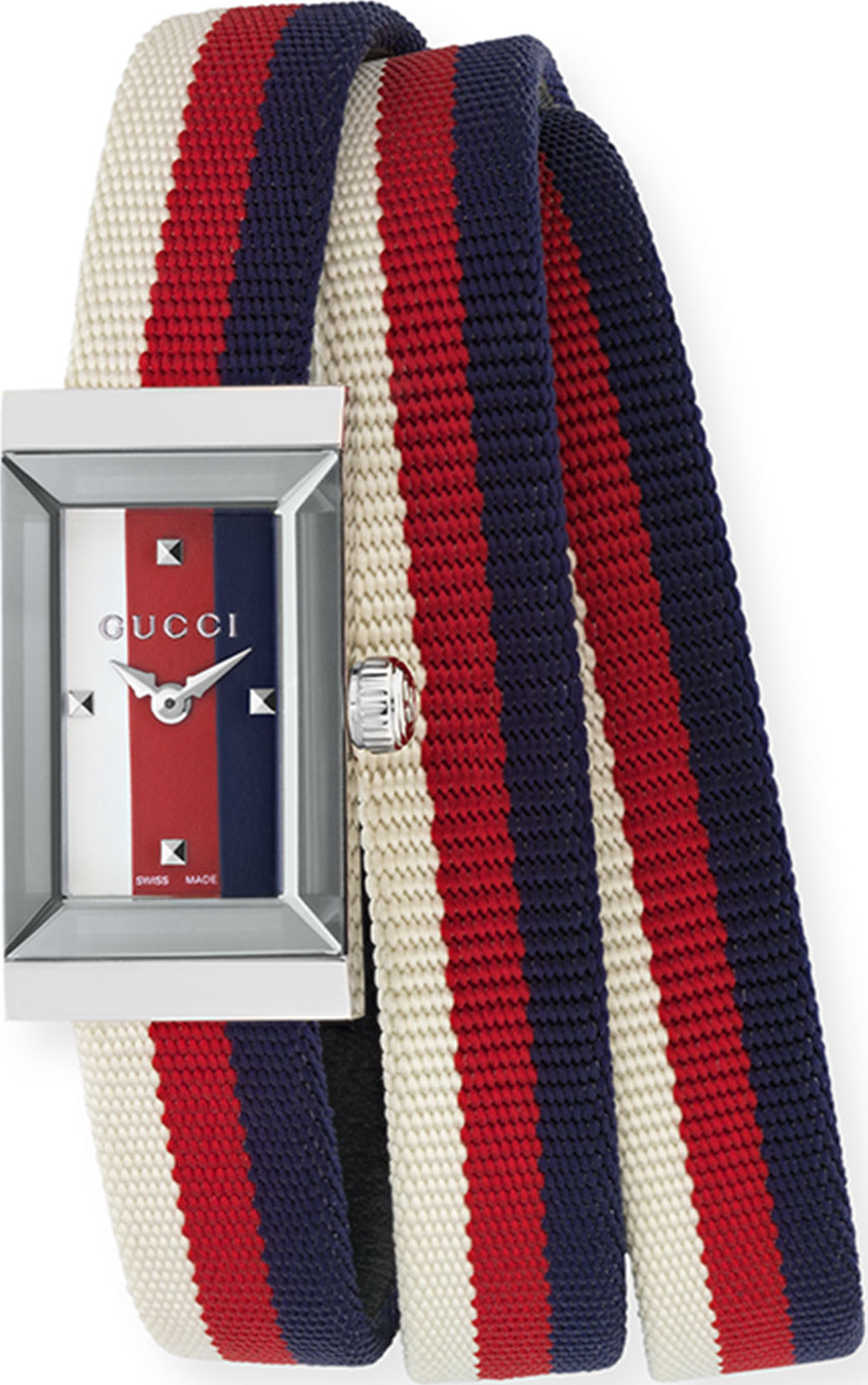 Gucci G-Frame Rectangle Double-Wrap Web Watch