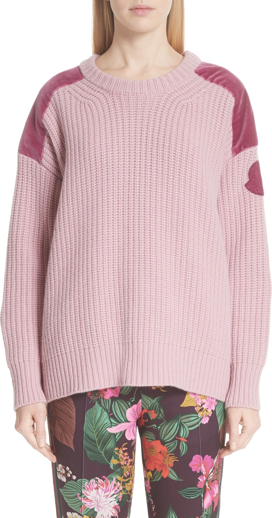 Moncler Genius Velvet Trim Wool & Cashmere Sweater