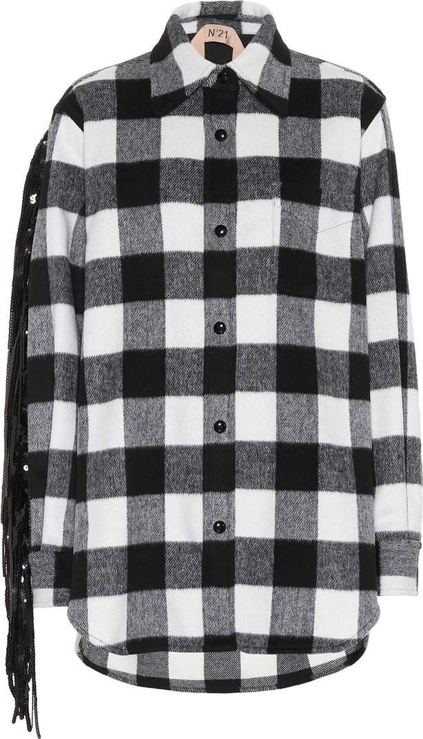 N°21 Fringed wool-blend shirt