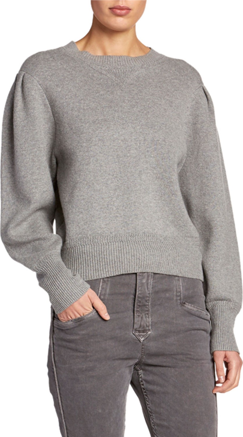 Isabel Marant Etoile Kelaya Puff-Sleeve Crop Sweater