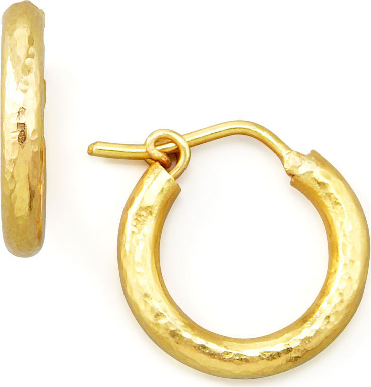 Elizabeth Locke Big Baby Hammered 19k Gold Hoop Earrings, 1/2"