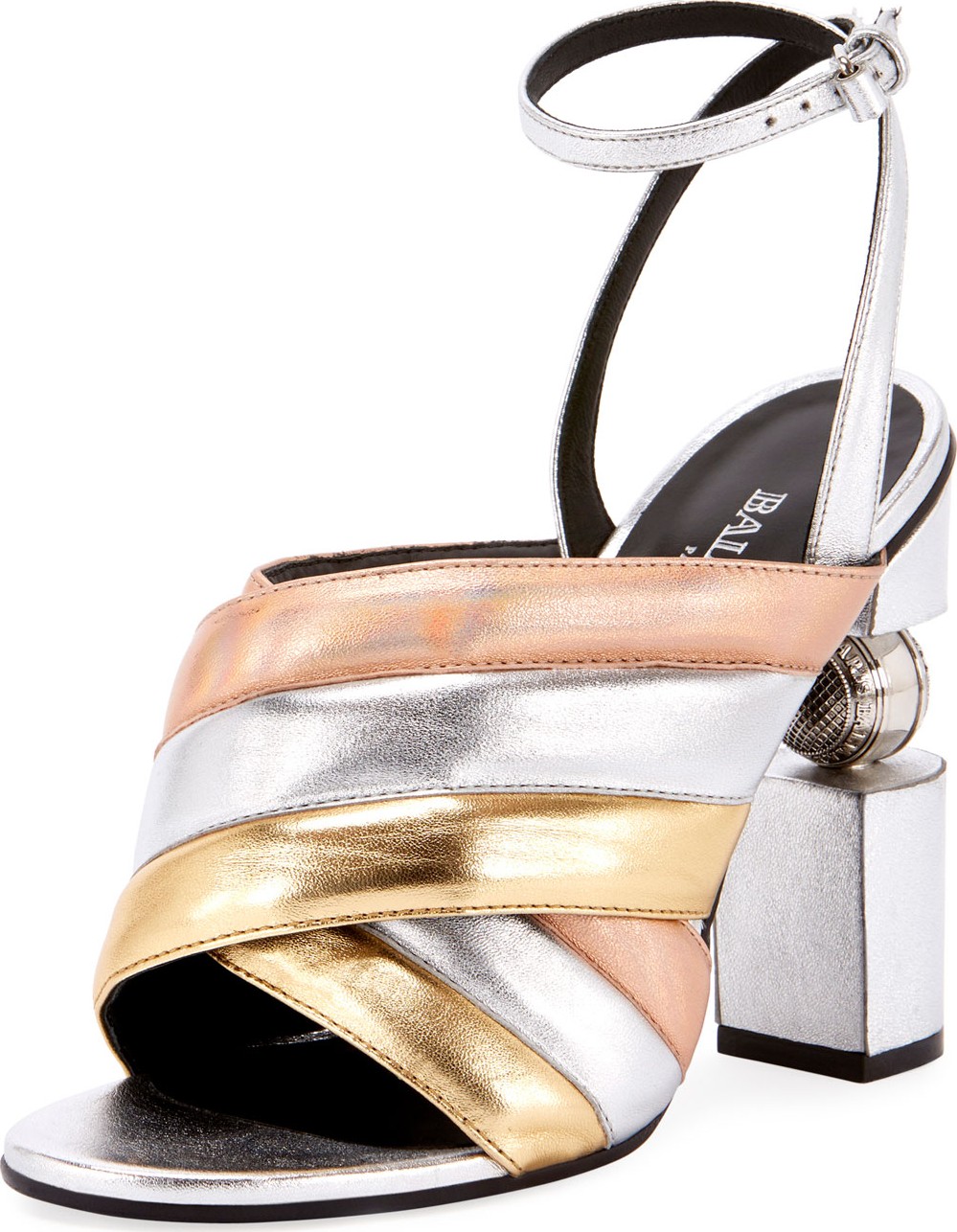 Balmain Jana Metallic Quilted Sandals