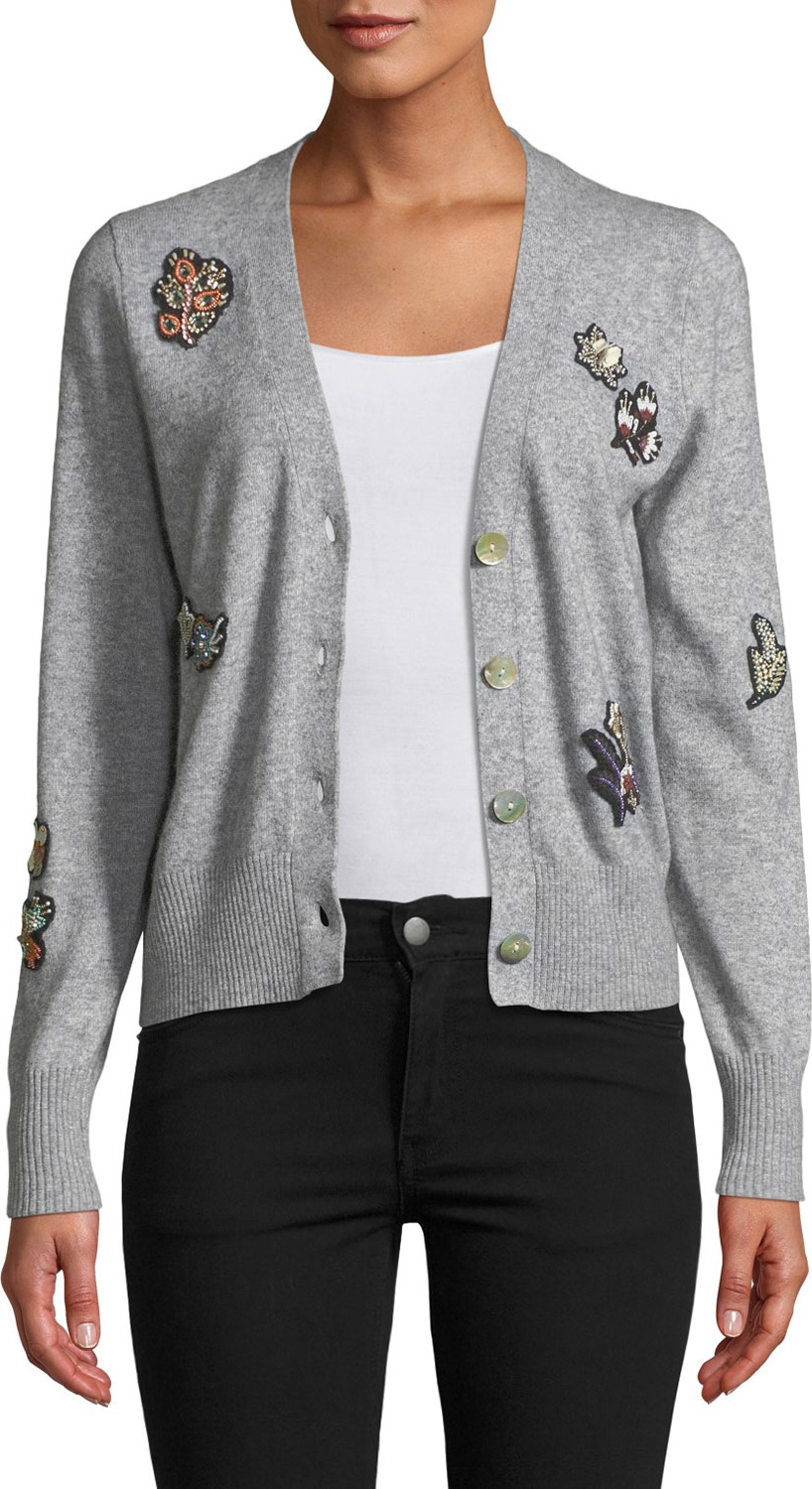 Cinq A Sept Daphne Embellished Button-Front Cardigan