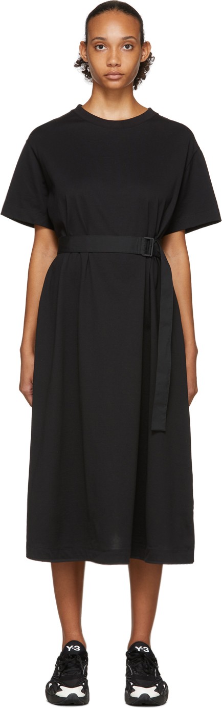 Y-3 Black Tailored T-Shirt Dress Y-3 Black Tailored T-Shirt Dress