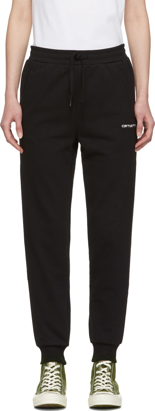 Carhartt Work In Progress Black Script Embroidery Lounge Pants