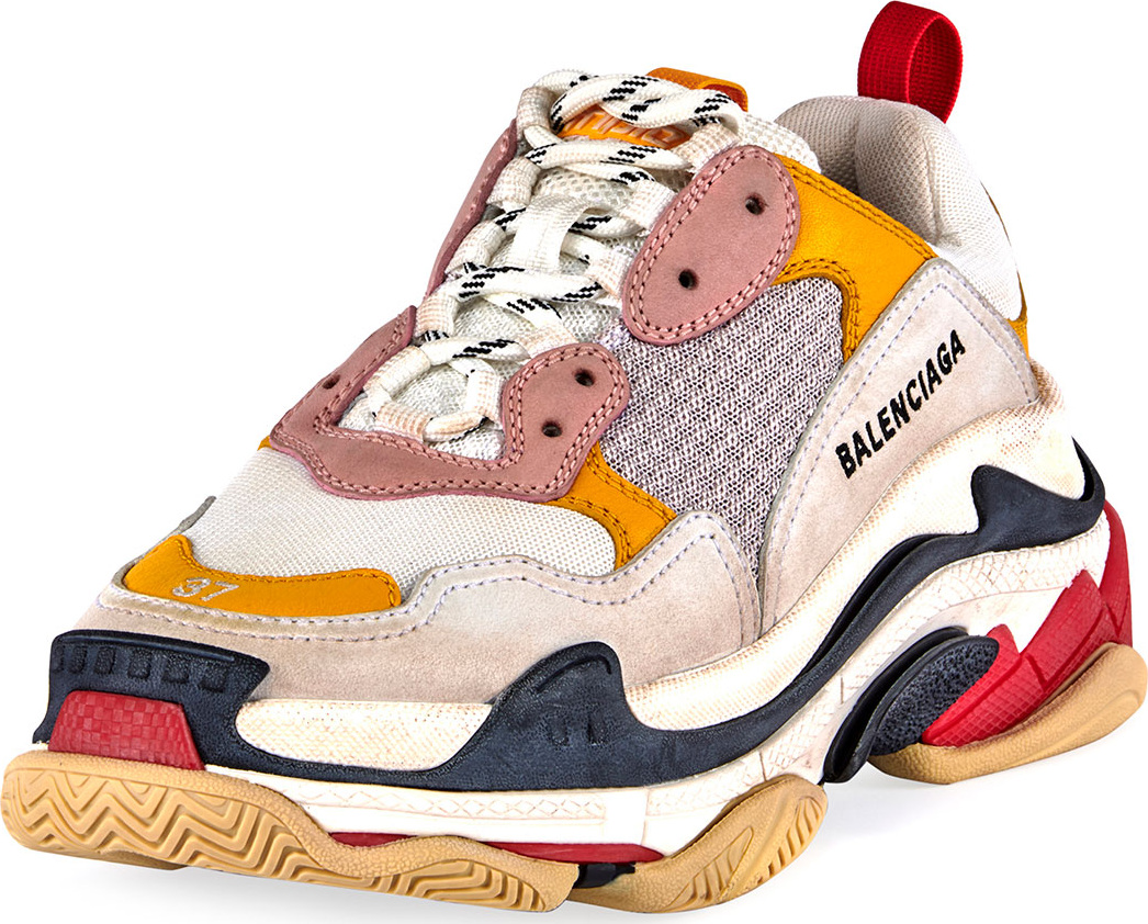 Balenciaga Colorblock Washed Triple Sneaker with Logo