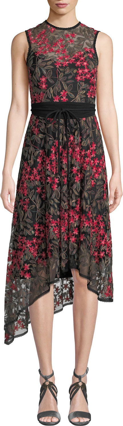 Nanette Lepore Charmer A-Line Dress w/ Floral Overlay