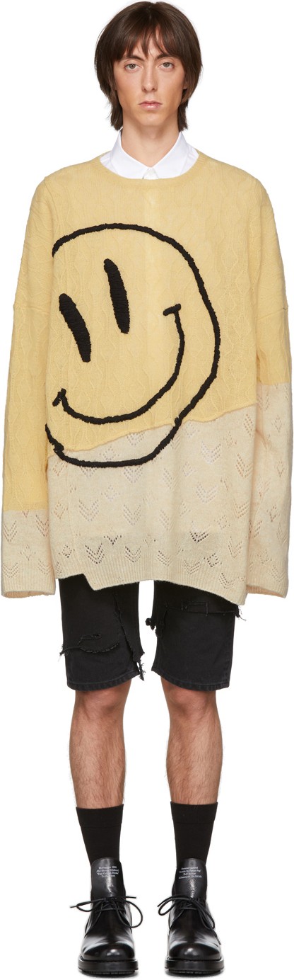 Raf Simons Yellow & Beige Oversized Collage Sweater