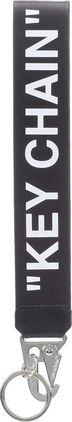Off White Leather logo keychain