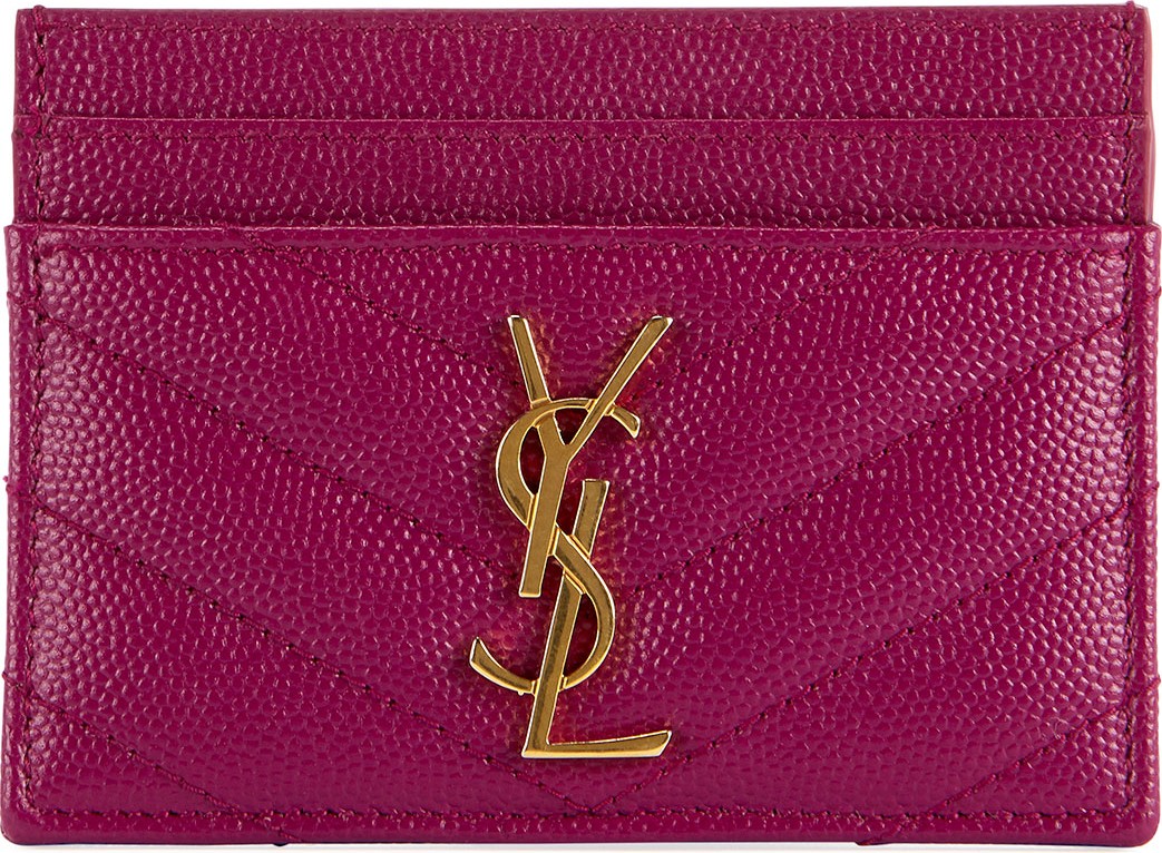 Saint Laurent Monogram YSL Matelasse Leather Card Case