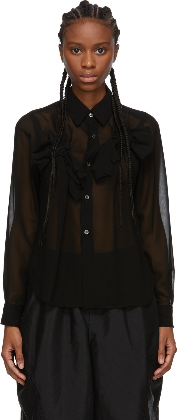 Comme Des Garçons Comme Des Garçons Black Georgette Bow Shirt