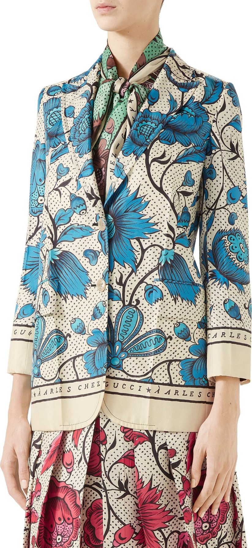 Gucci Watercolor Floral Print Silk Jacket