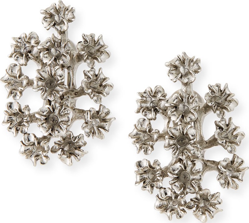 Oscar De La Renta Mini Flower Clip-On Earrings