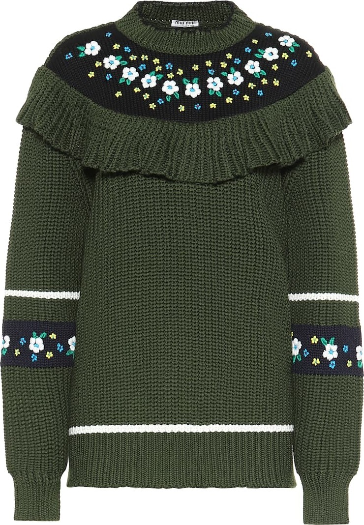 Miu Miu Ruffled virgin wool sweater
