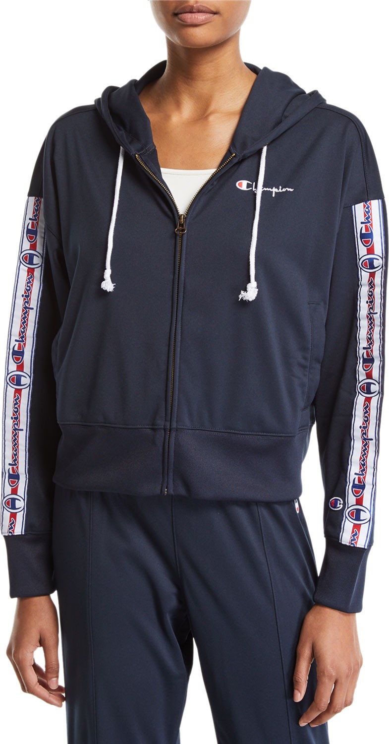 Champion Hooded Logo Zip-Front Track Jacket