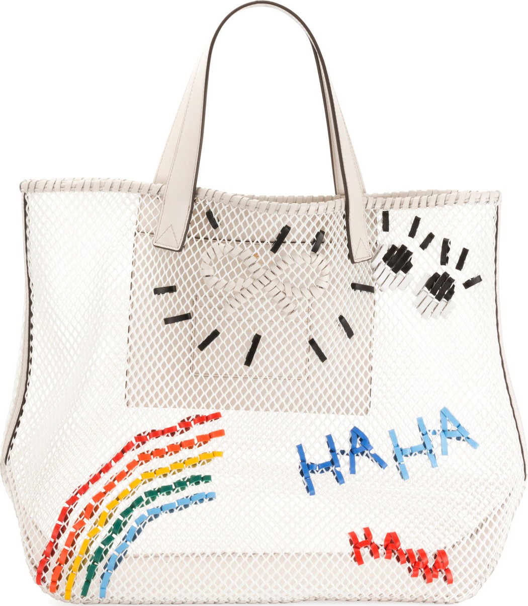 Anya Hindmarch Haha Rainbow Weave Mesh Tote Bag