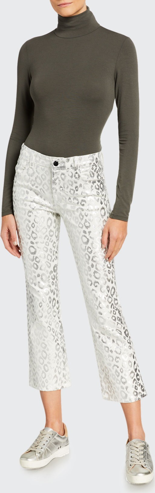 J BRAND Selena Mid-Rise Cropped Boot-Cut Corduroy Jeans