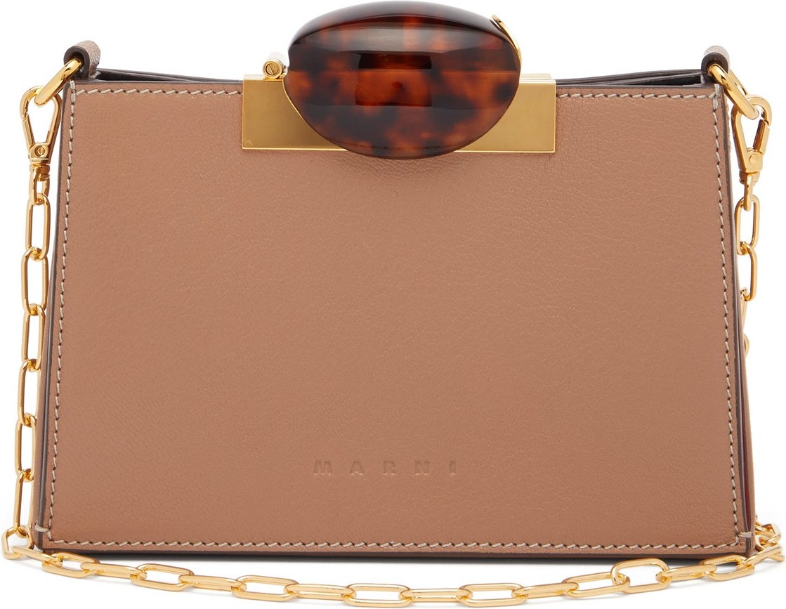 Marni Tortoiseshell-effect clasp leather shoulder bag