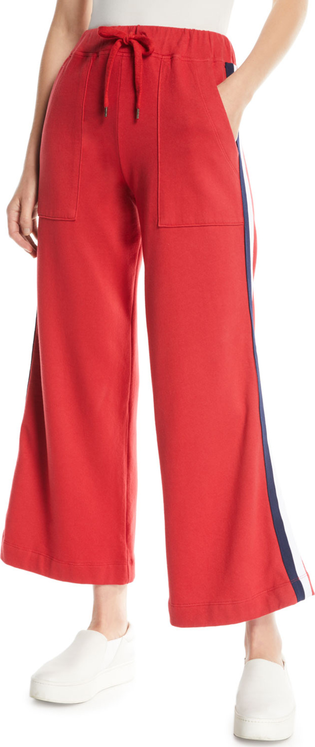 SUNDRY Flare-Leg Drawstring Sweatpants with Racer Stripes