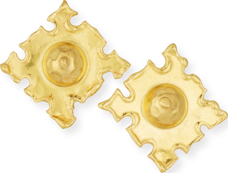 Jean Mahie Cardinals 22K Gold Earrings