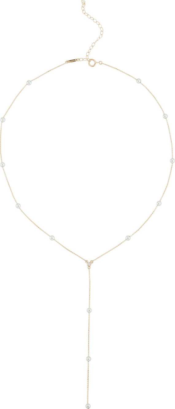 Mizuki 14k Pearl & Diamond Y-Drop Necklace