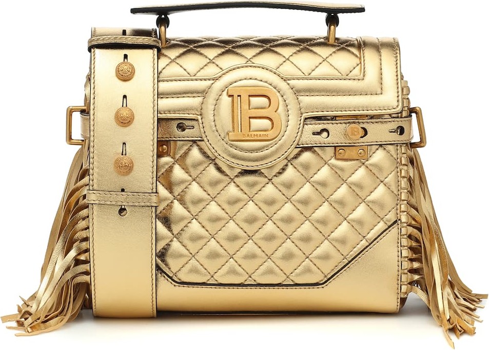 Balmain B-Buzz 25 metallic leather tote