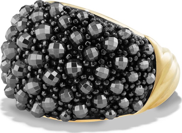 David Yurman Cable Berries 18K Faceted Hematine Dome Ring