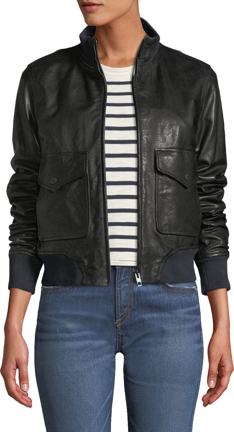 Rag & Bone Mila Zip-Front Leather Jacket