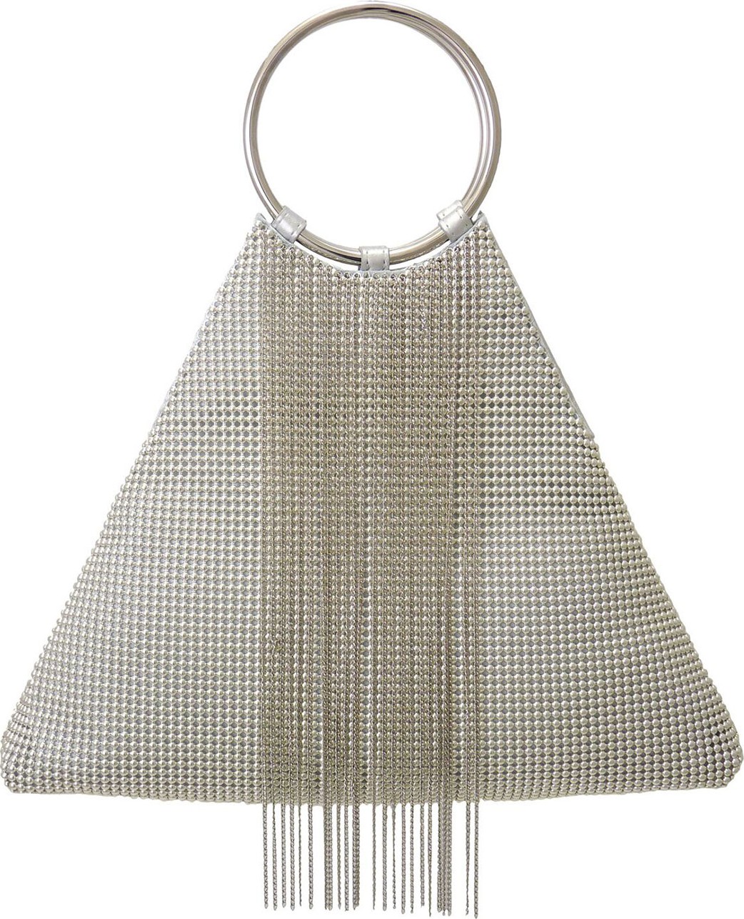 Whiting & Davis Triangle Fringe Clutch Bag