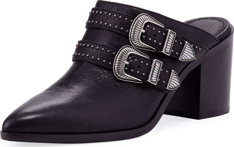 Frye Flynn Belted Stud Slide Mules