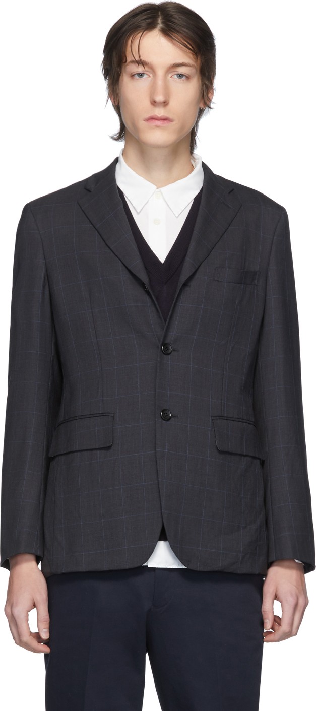 Comme des Garçons Homme Deux Grey Wool Check Blazer