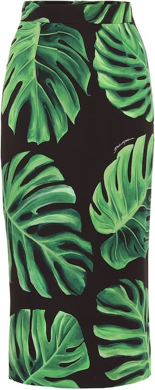 Dolce & Gabbana Printed stretch-silk pencil skirt
