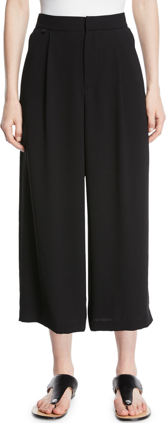Vince High-Waist Pleated Ankle Culotte Pants
