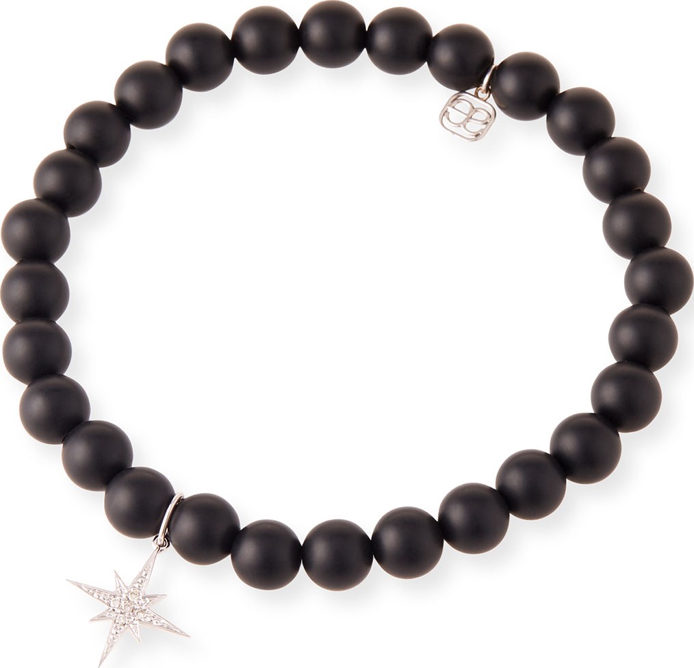 Sydney Evan 14k White Gold Diamond Starburst & Onyx Bracelet
