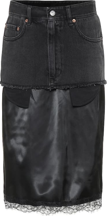 MM6 Maison Margiela Denim and satin skirt